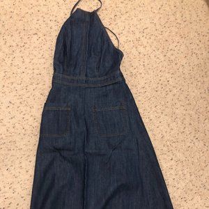 Denim Strappy Back Midi Dress